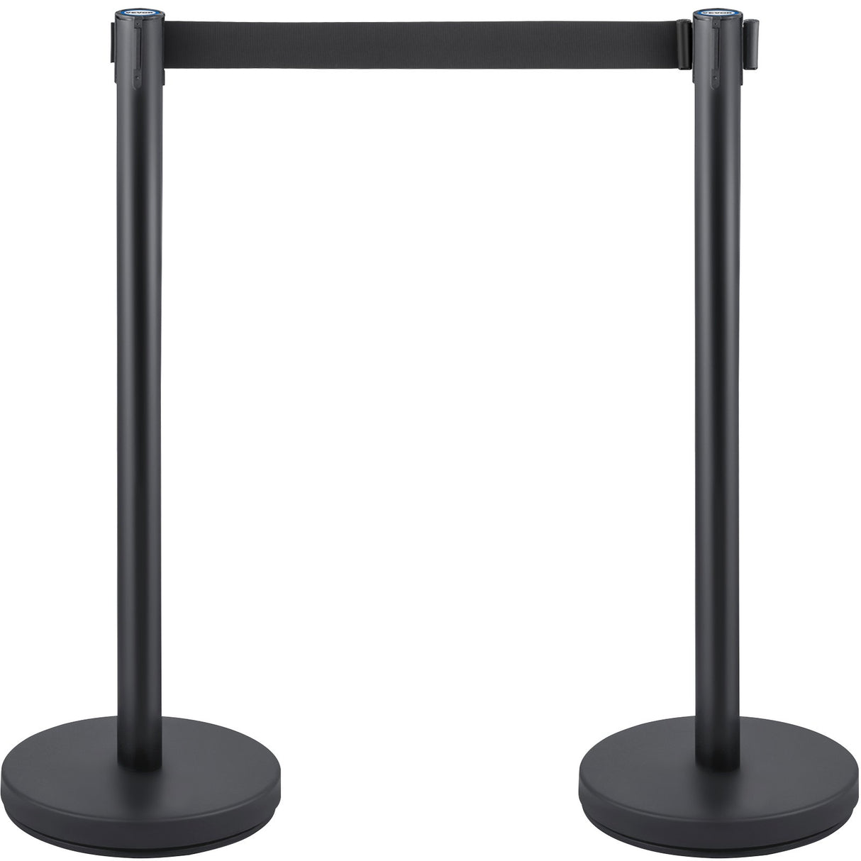 Crowd control stanchion set with retractable belt