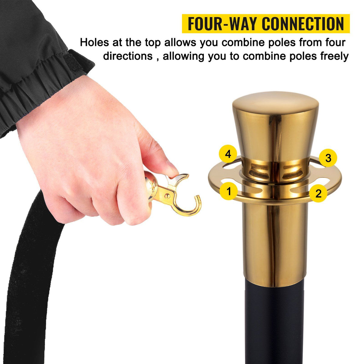 Crowd control stanchion set with black velvet rope