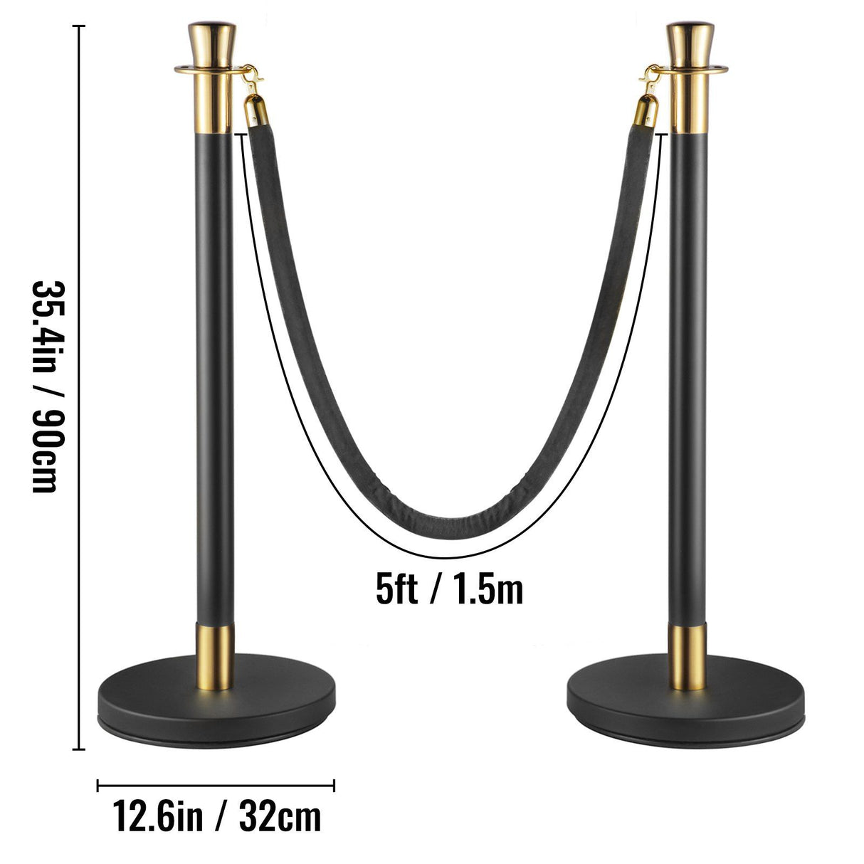 Crowd control stanchion set with black velvet rope