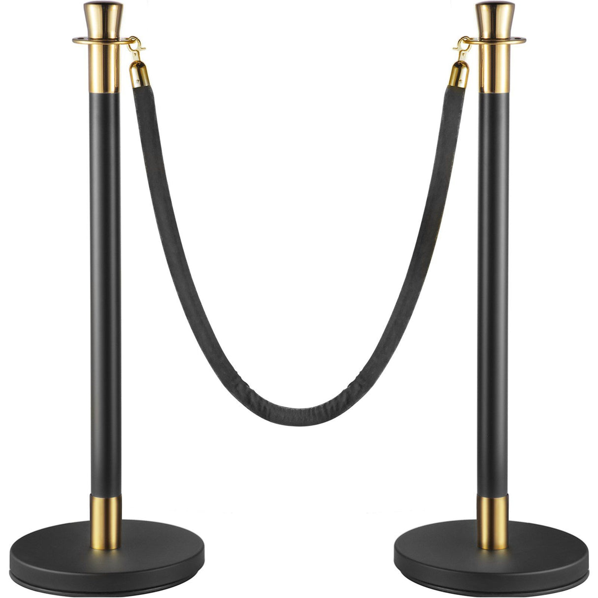 Crowd control stanchion set with black velvet rope