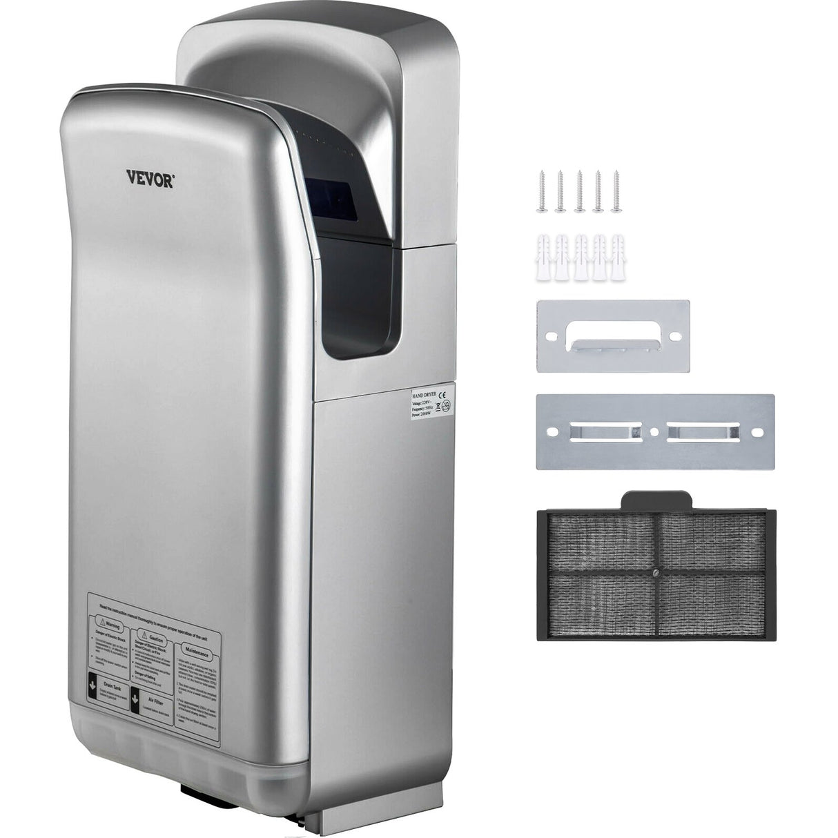 Automatic jet blade hand dryer, silver