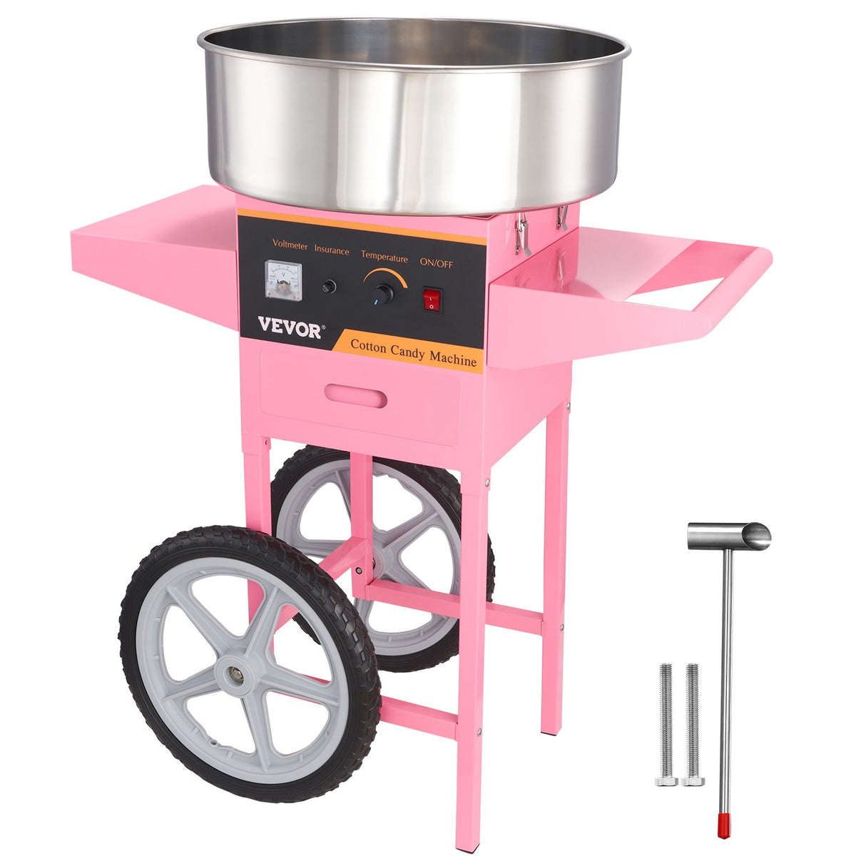 Cotton candy machine and cart in use at a party or carnival stall