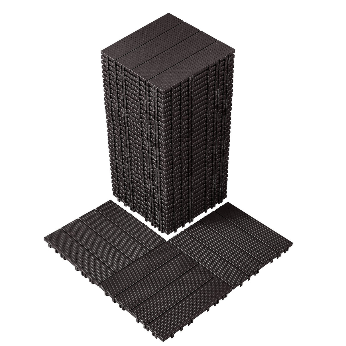 Palma dark brown plastic interlocking deck tiles