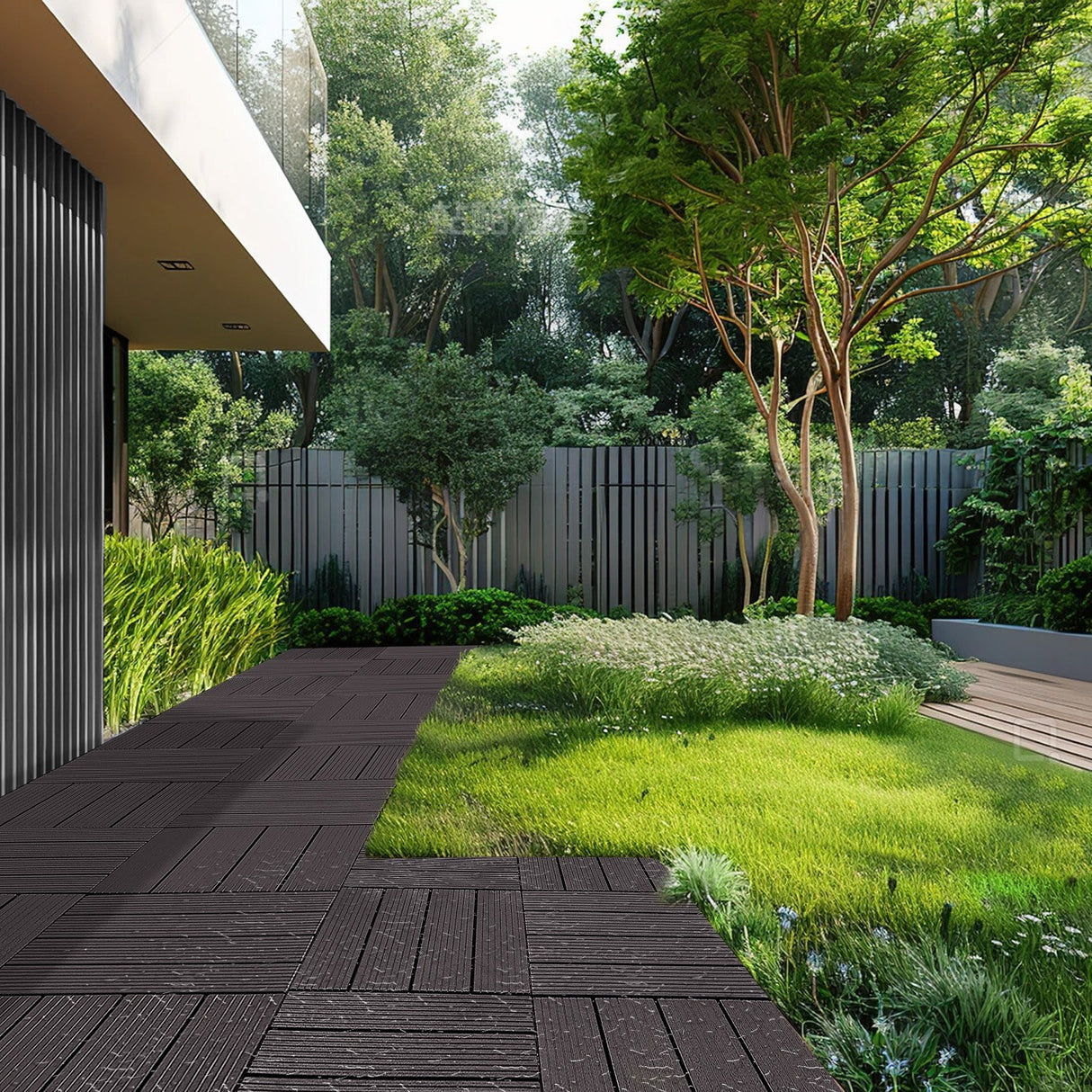 Palma Plastic Deck Tiles, 30 x 30cm, Dark Brown, 36pcs
