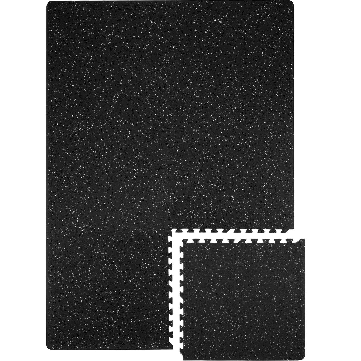 Almonaster Gym Floor Mats, 60 x 60cm, EVA Rubber Top, Black, 6pcs
