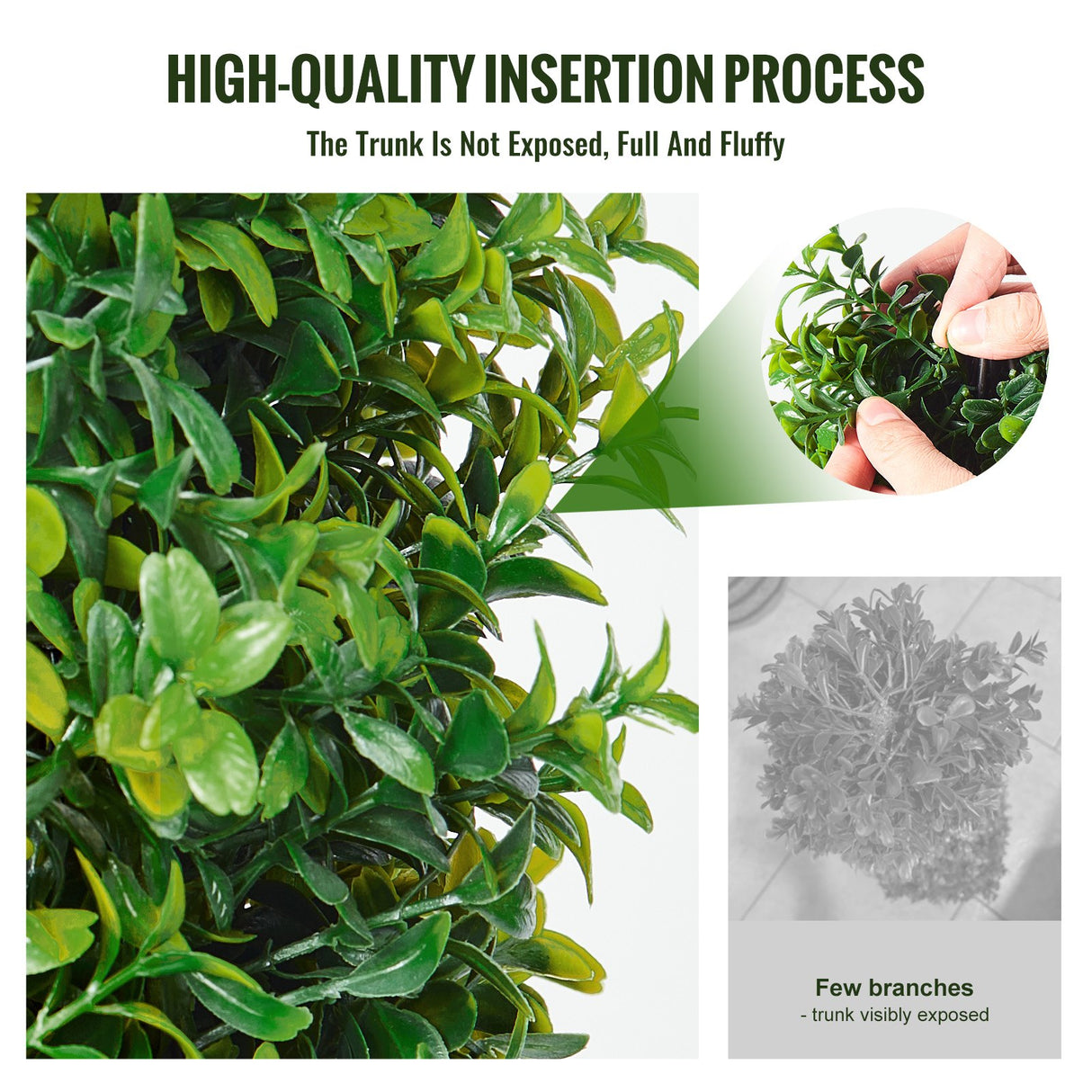 Artificial boxwood ball topiary pot and base detail — Allure Home Collections