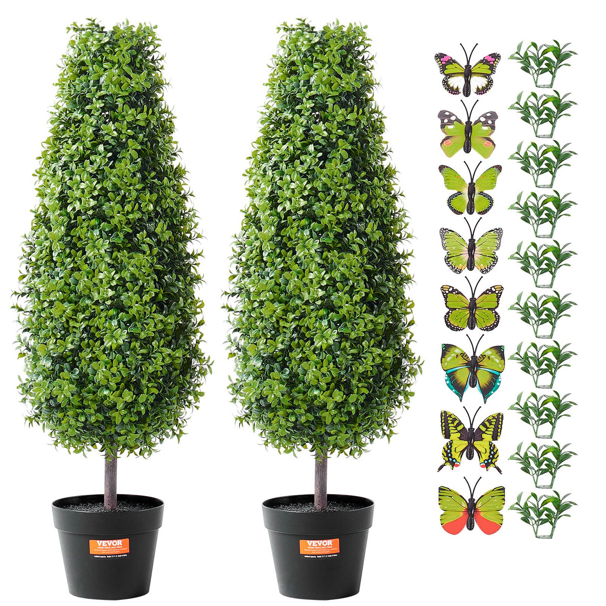 Pair of artificial ball topiary trees in indoor hallway — Allure Home Collections