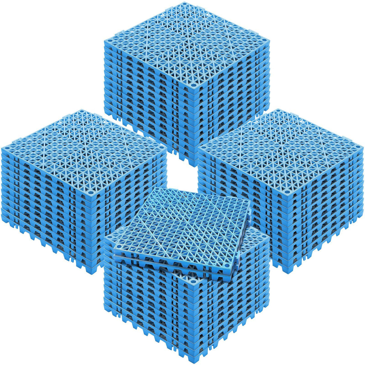 Oberalp Interlocking Drainage Floor Mat, 30x30cm, PVC, Blue, 50pcs