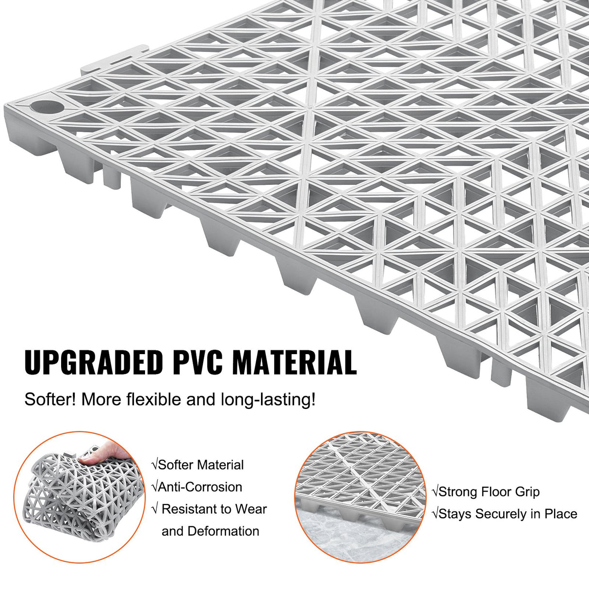 Segura Drainage Mat Tiles, 30 x 30cm, PVC, Grey, 12pcs