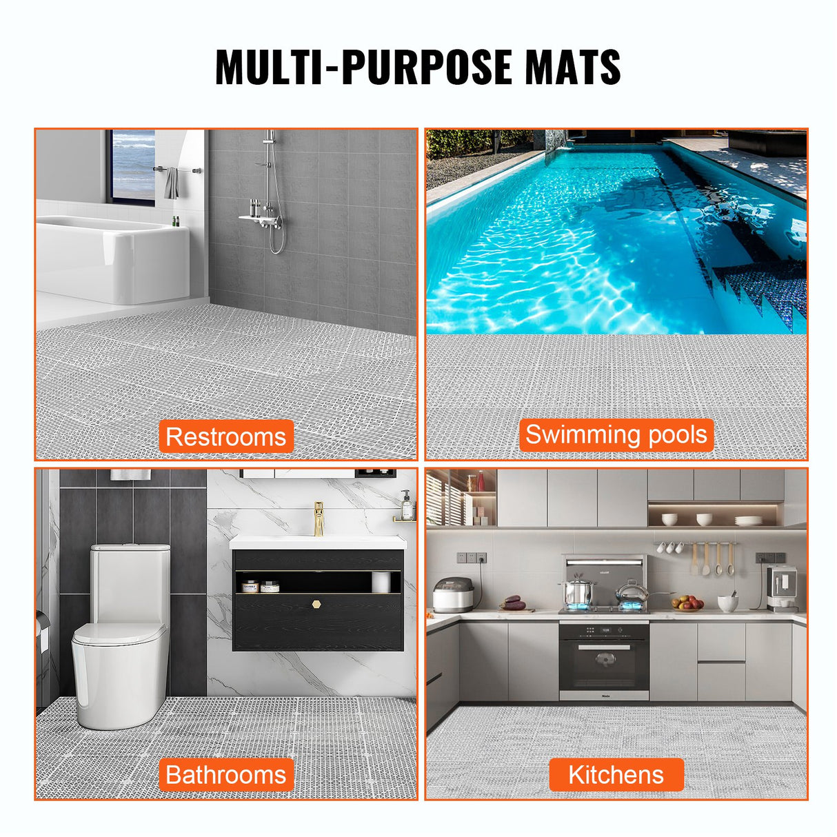 Segura Drainage Mat Tiles, 30 x 30cm, PVC, Grey, 12pcs