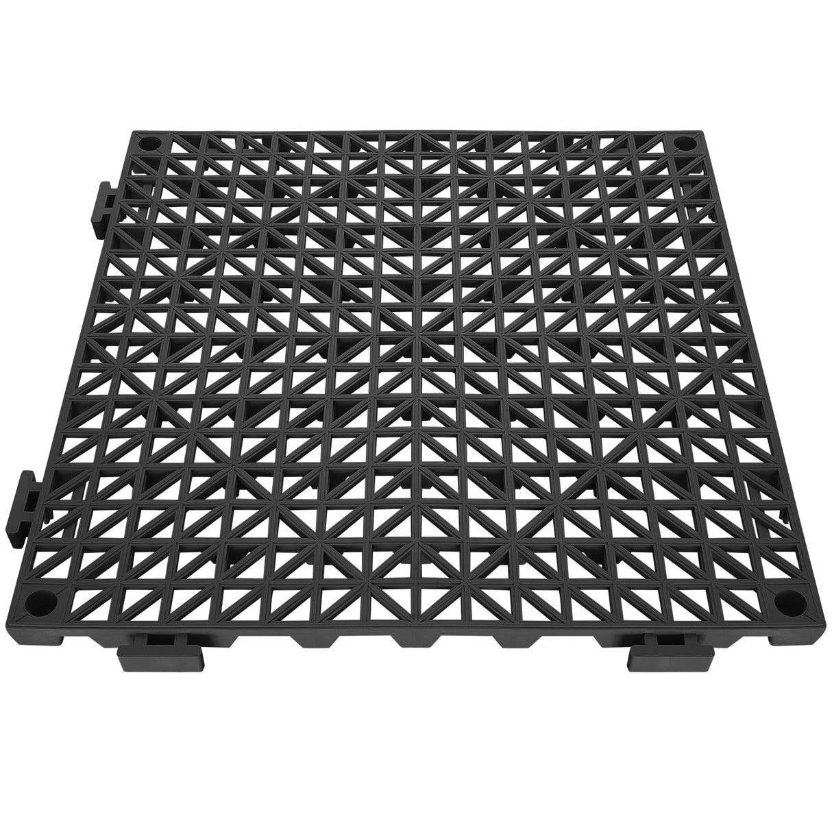 Fluela Interlocking Drainage Floor Mat, 30x30cm, PVC, Black, 12pcs