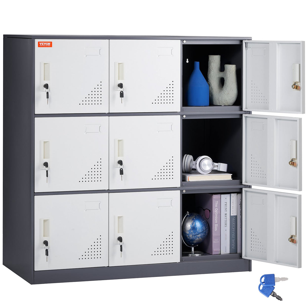 9-Door Metal Storage Locker Cabinet in Grey - image 1