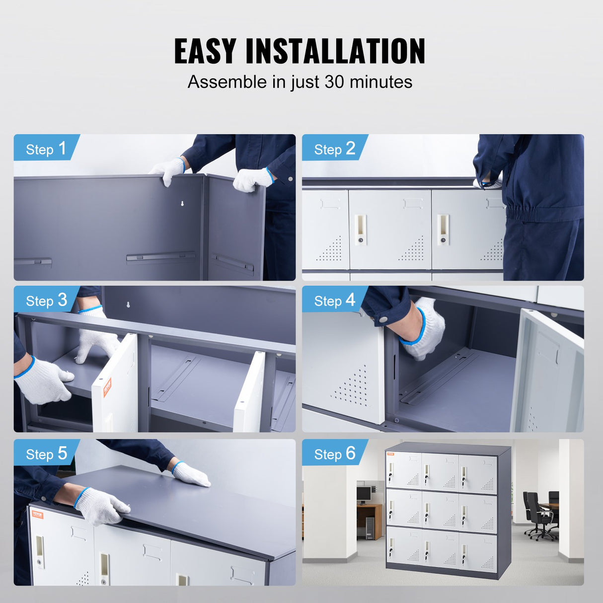 9-Door Metal Storage Locker Cabinet in Grey - image 6