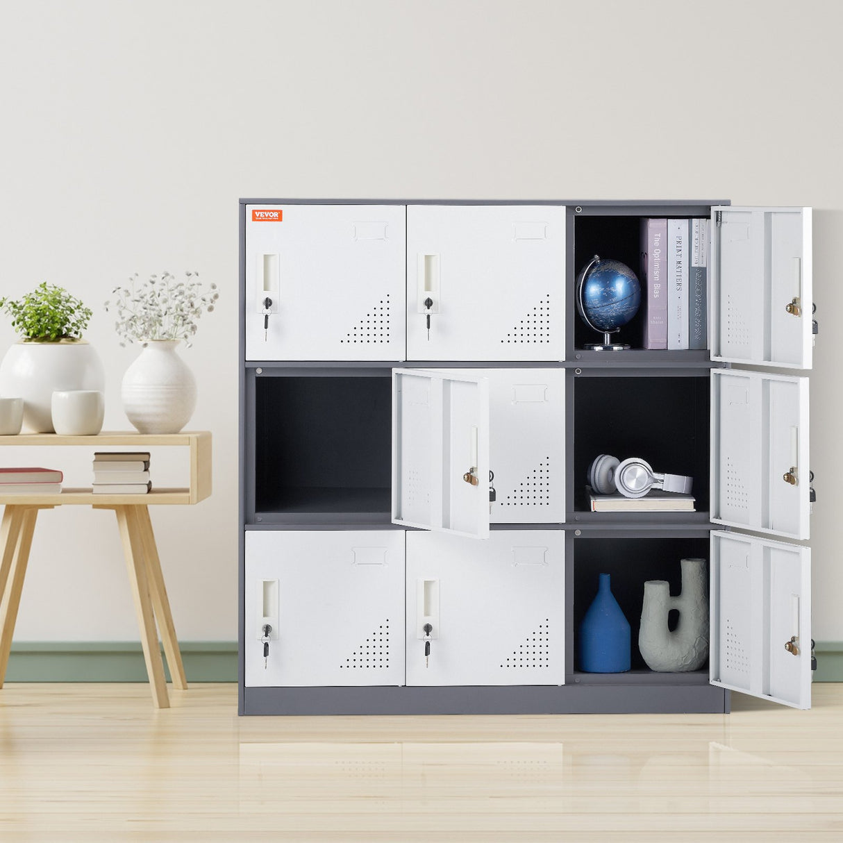 9-Door Metal Storage Locker Cabinet in Grey - image 8