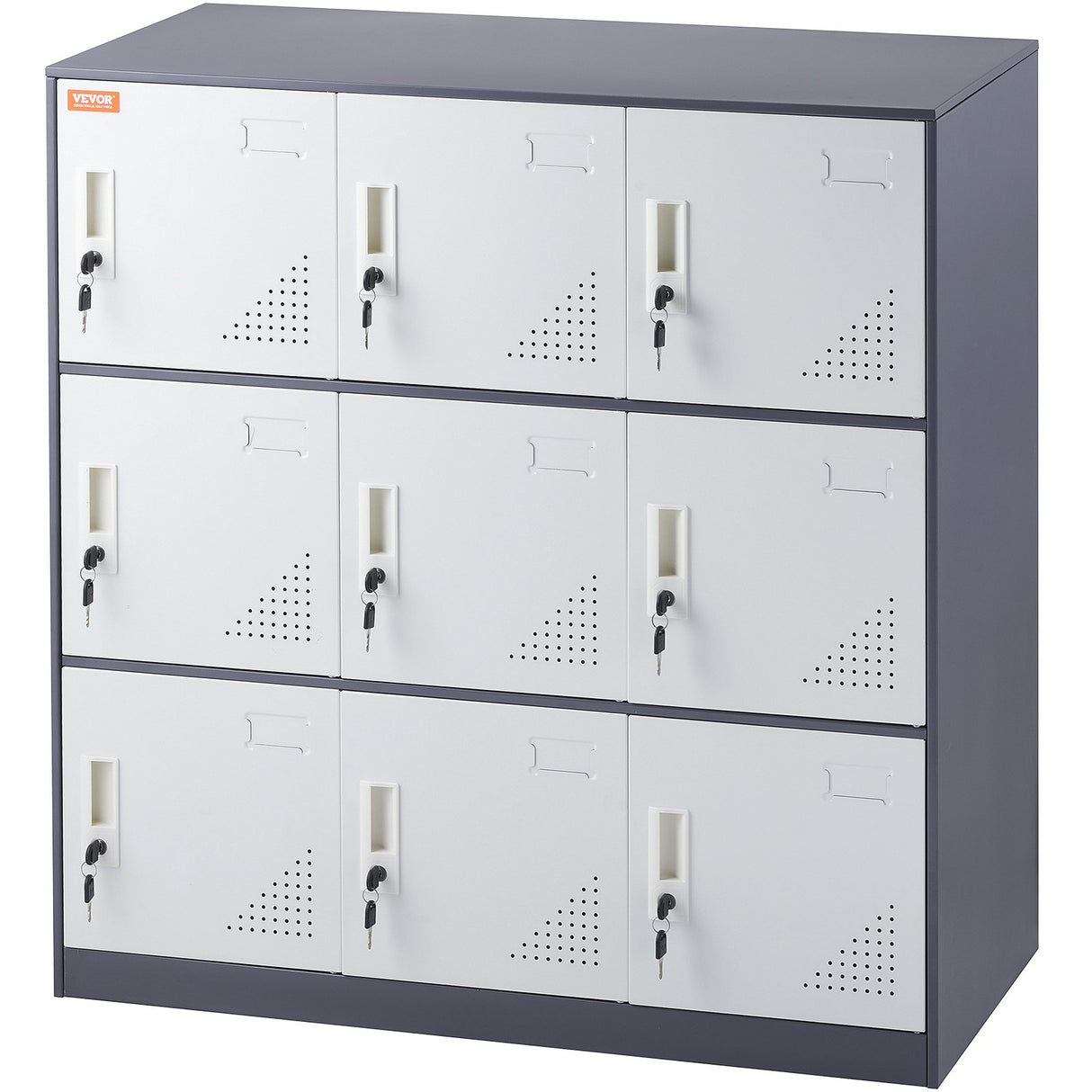 9-Door Metal Storage Locker Cabinet in Grey - image 11