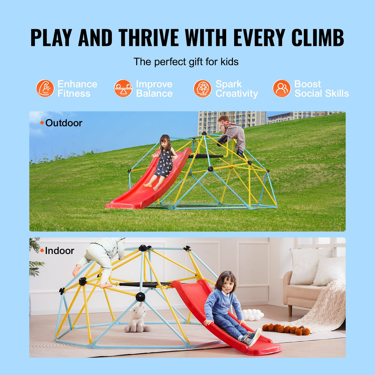 Slide attached to the climbing dome