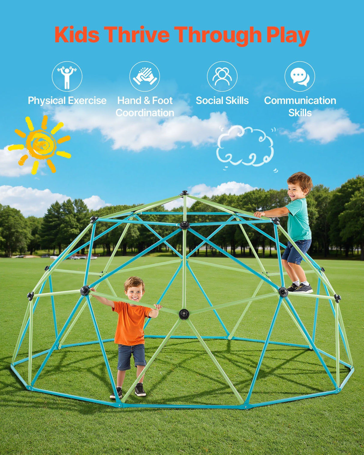 Geometric dome climber with basketball set 305cm view 5