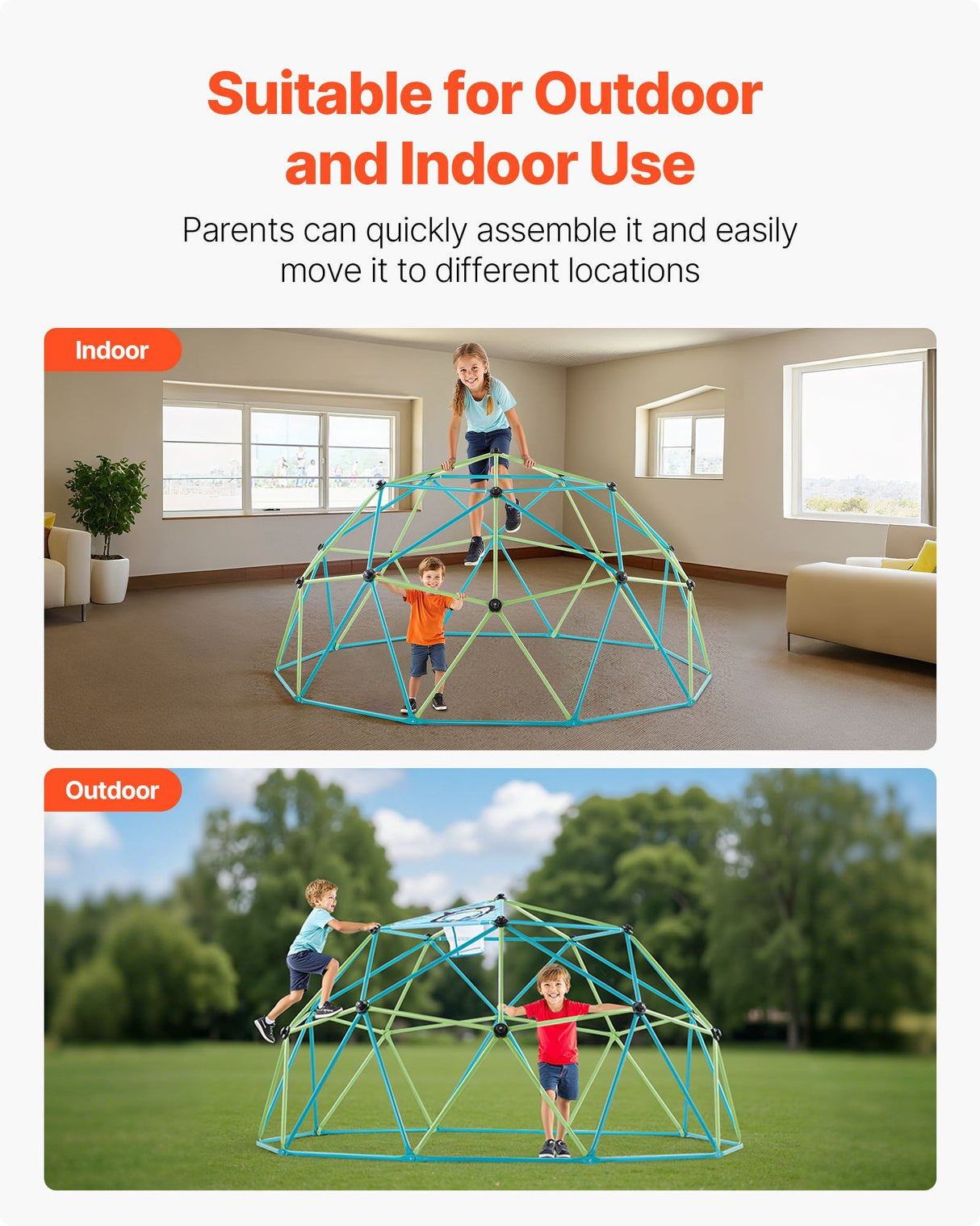 Geometric dome climber with basketball set 305cm view 6