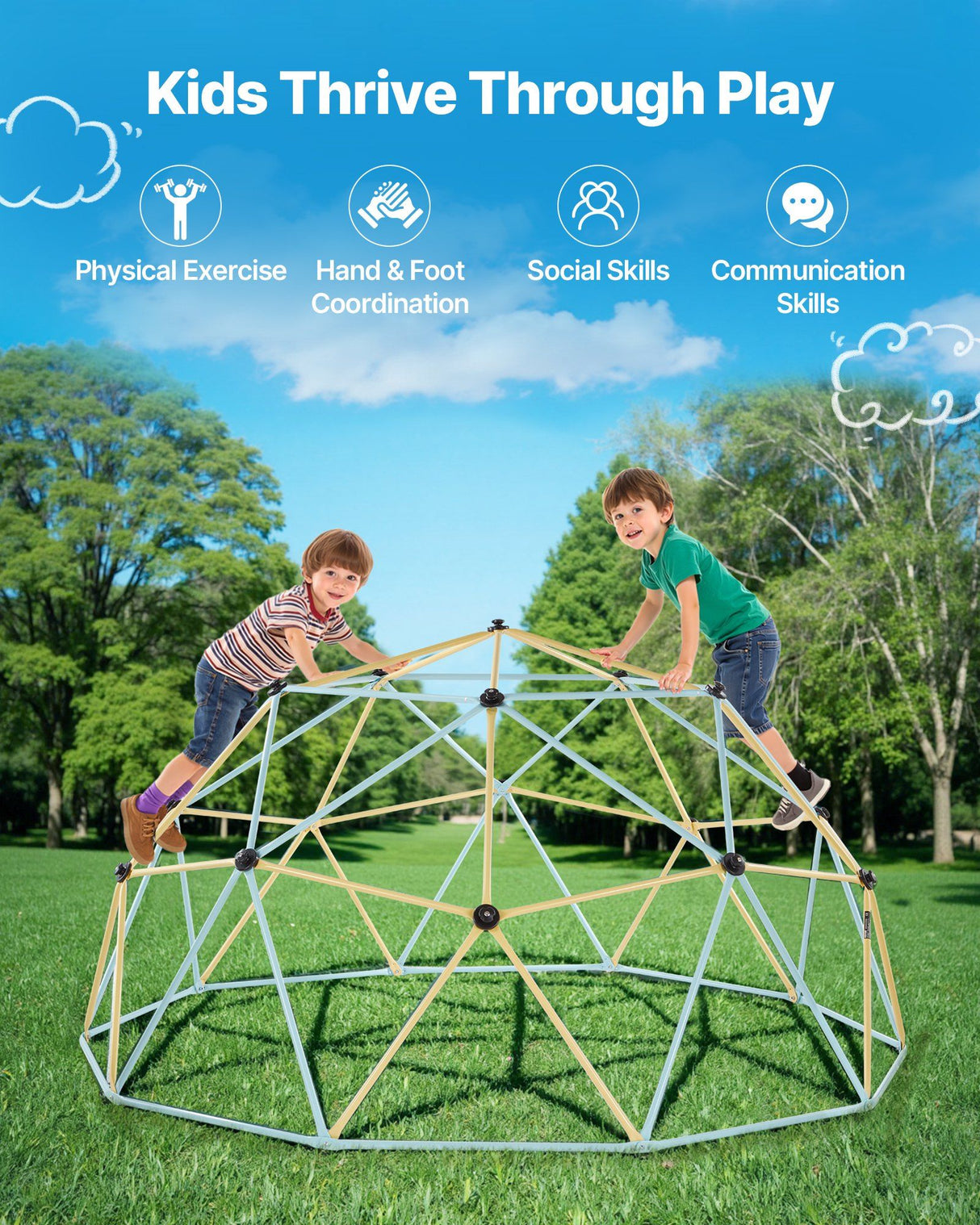 Geometric dome climber with basketball set and octopus net 305cm view 6