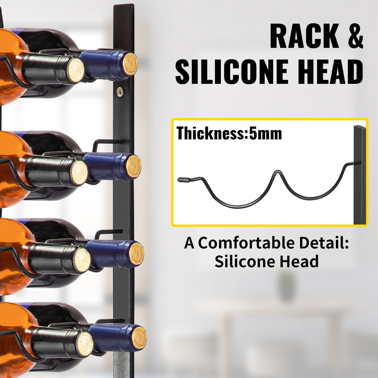 Wall mounted wine and towel rack for 24 bottles in black steel