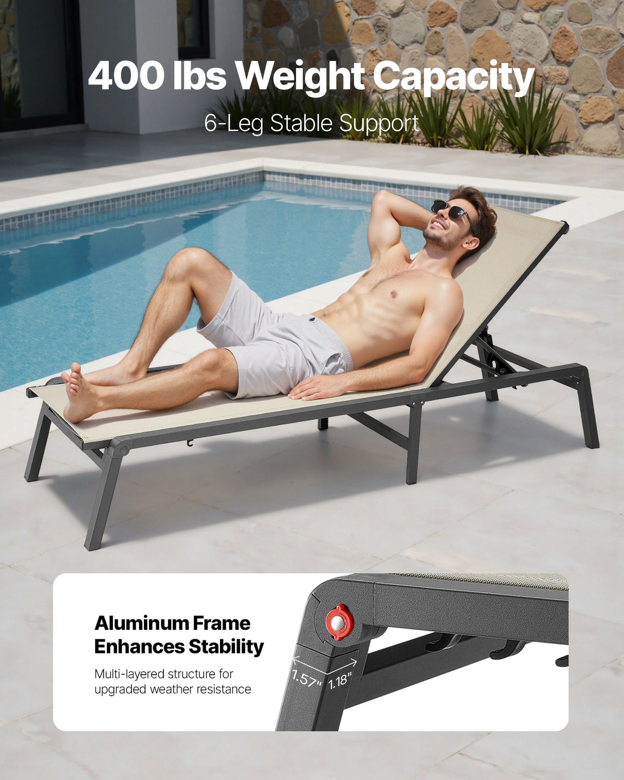 Kewarra Sun Lounge, Foldable Aluminium