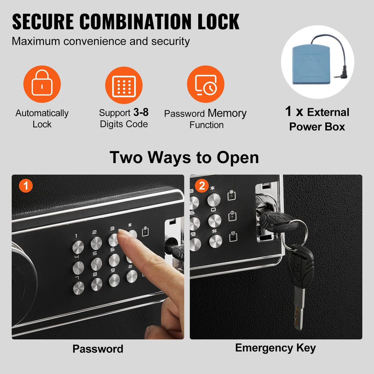 Lazise Gun Safe, 6 to 8 Rifle Cabinet, Digital and Key Lock