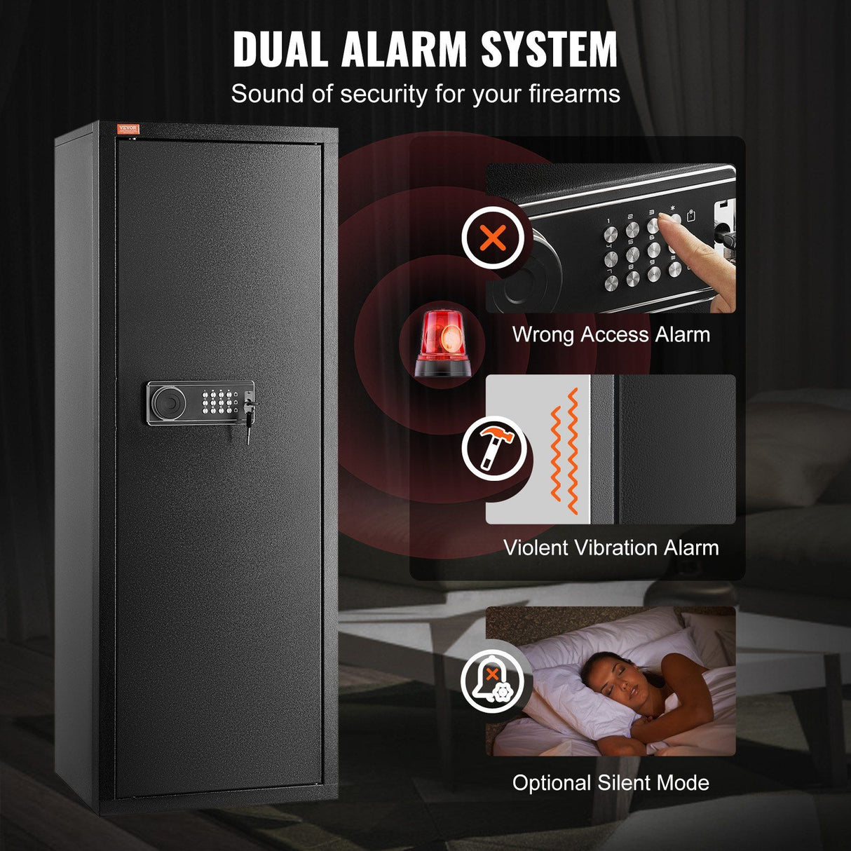 Lazise Gun Safe, 6 to 8 Rifle Cabinet, Digital and Key Lock