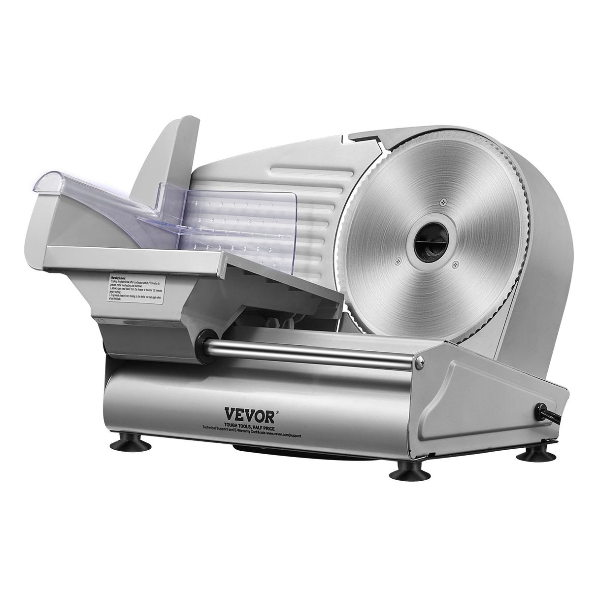 Cheese and bread being cut on the 190 mm electric food slicer