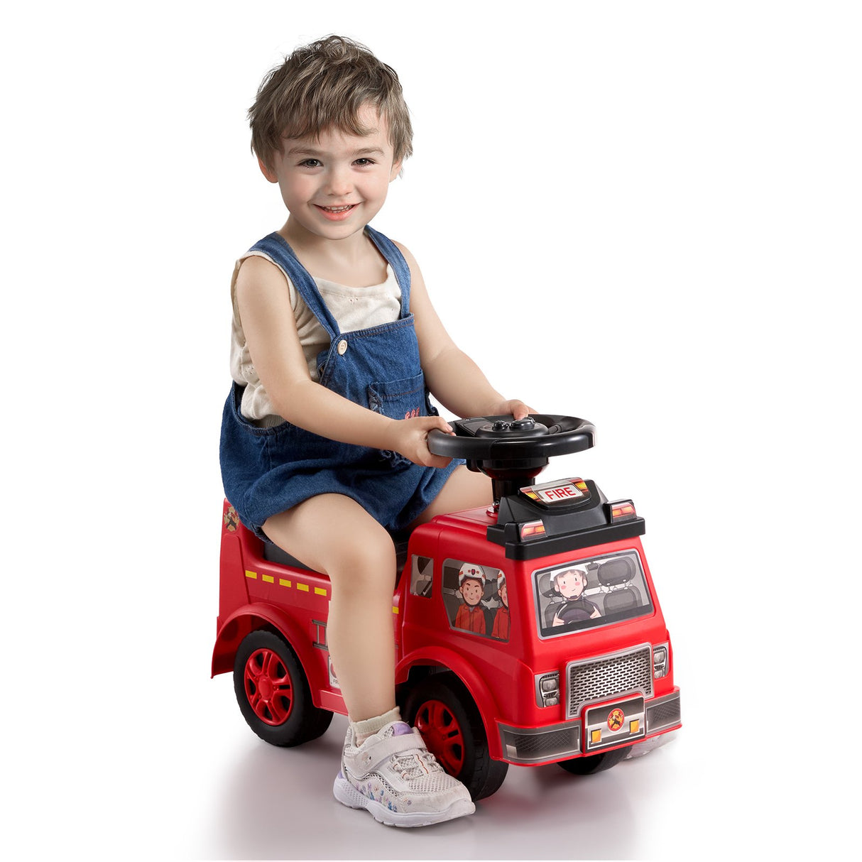Toddler Push Ride On Car with Music Steering Wheel and Storage Red