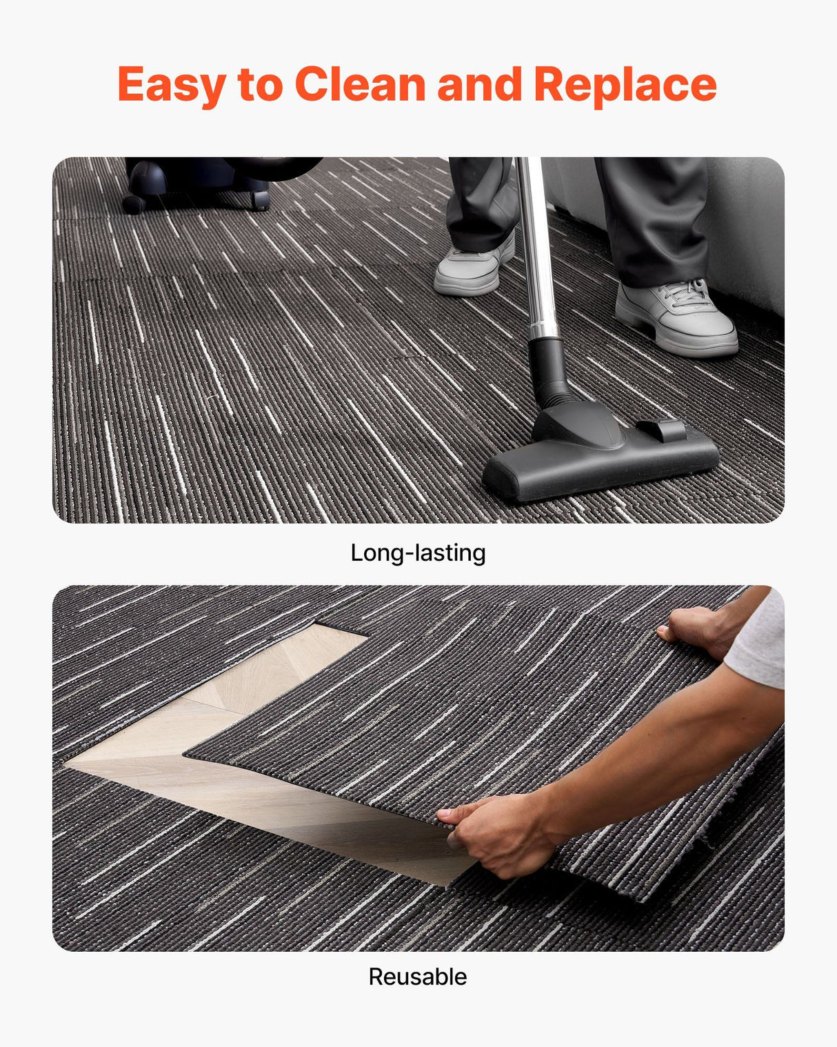 Desenzano Carpet Tiles, Reusable, Soft Padded, 610x610mm, Grey, 24pcs