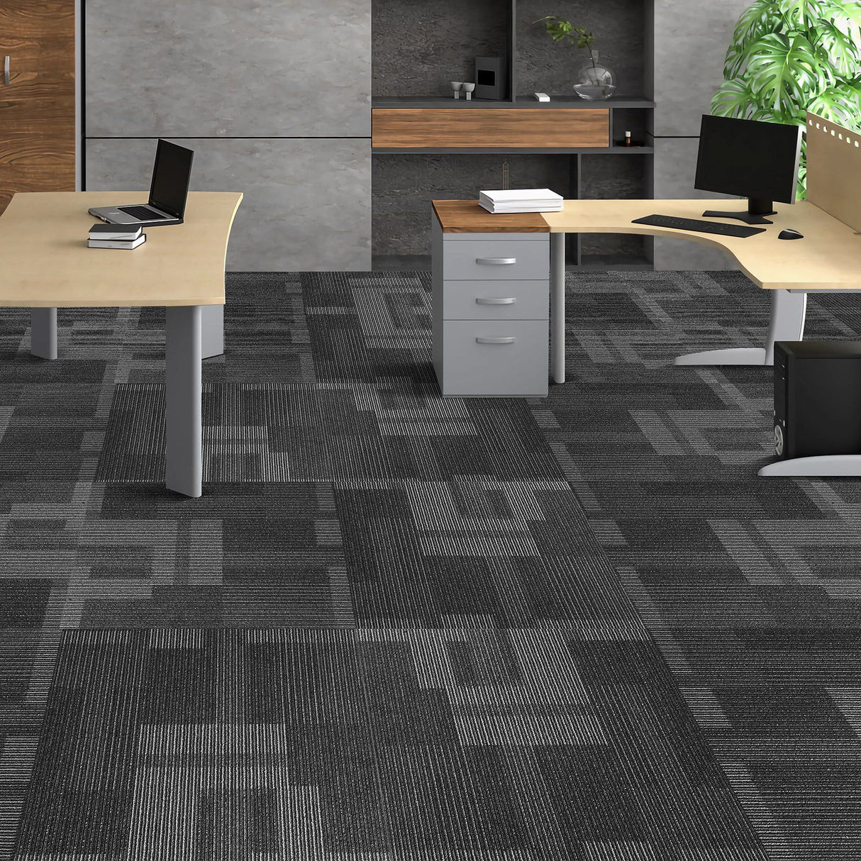 Salo Carpet Tiles, Reusable, Soft Padded, 24x24 inch, Mixed Grey, 24pcs