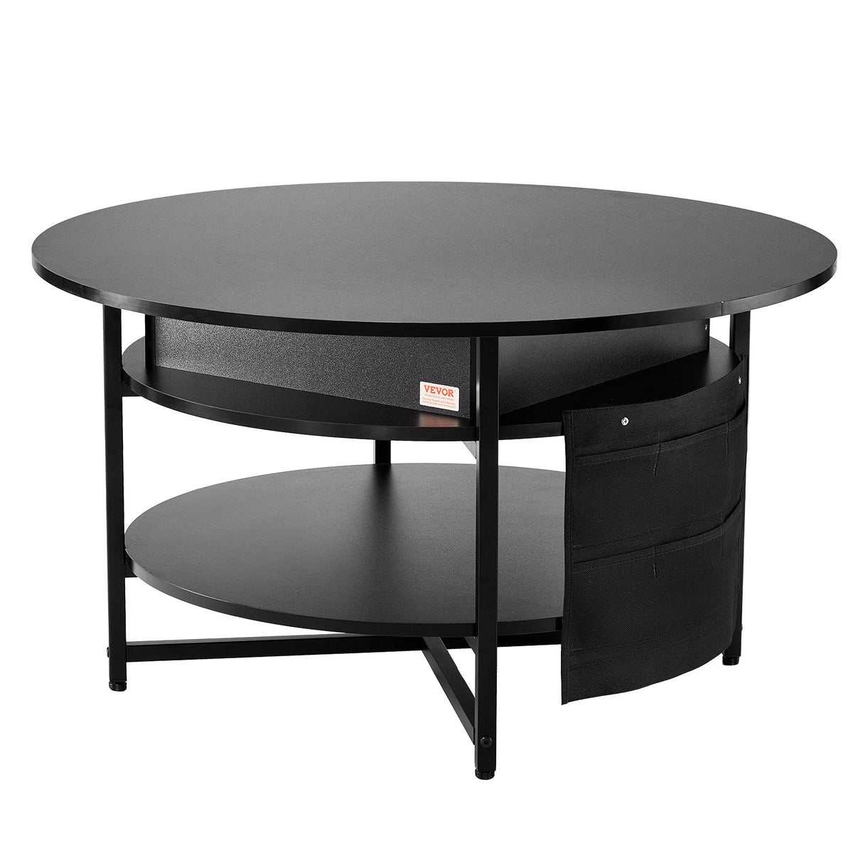 Black round lift top coffee table with hidden storage
