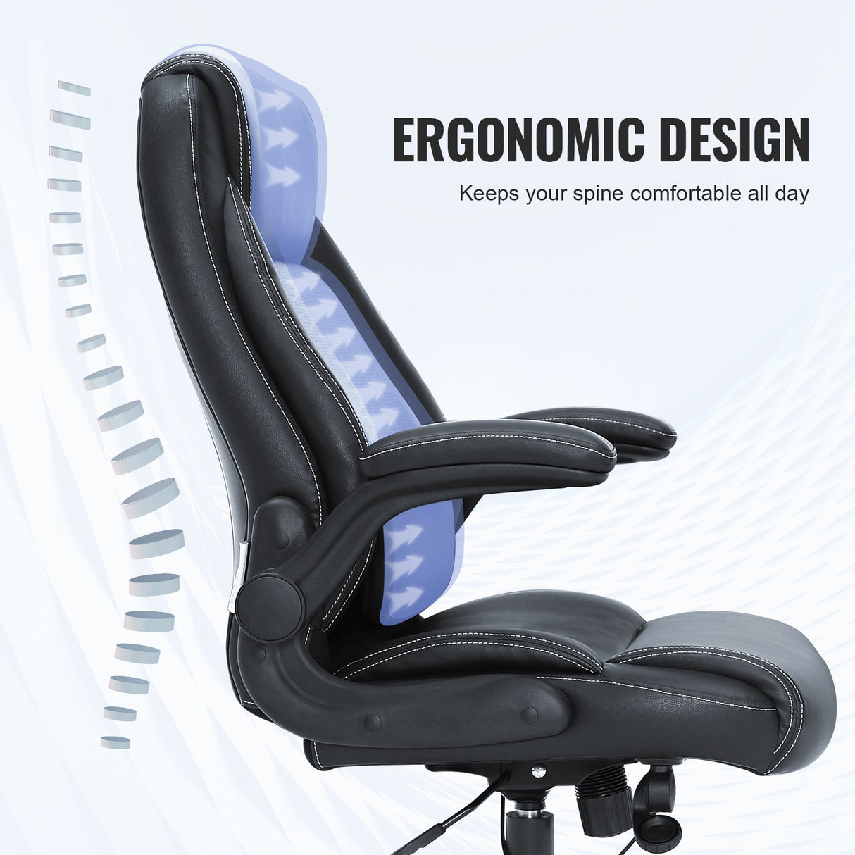Nedlands grey PU leather executive office chair with flip up arms in a home office