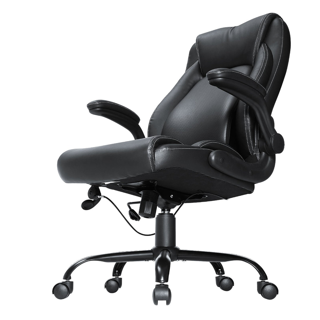 Nedlands grey PU leather executive office chair with flip up arms in a home office