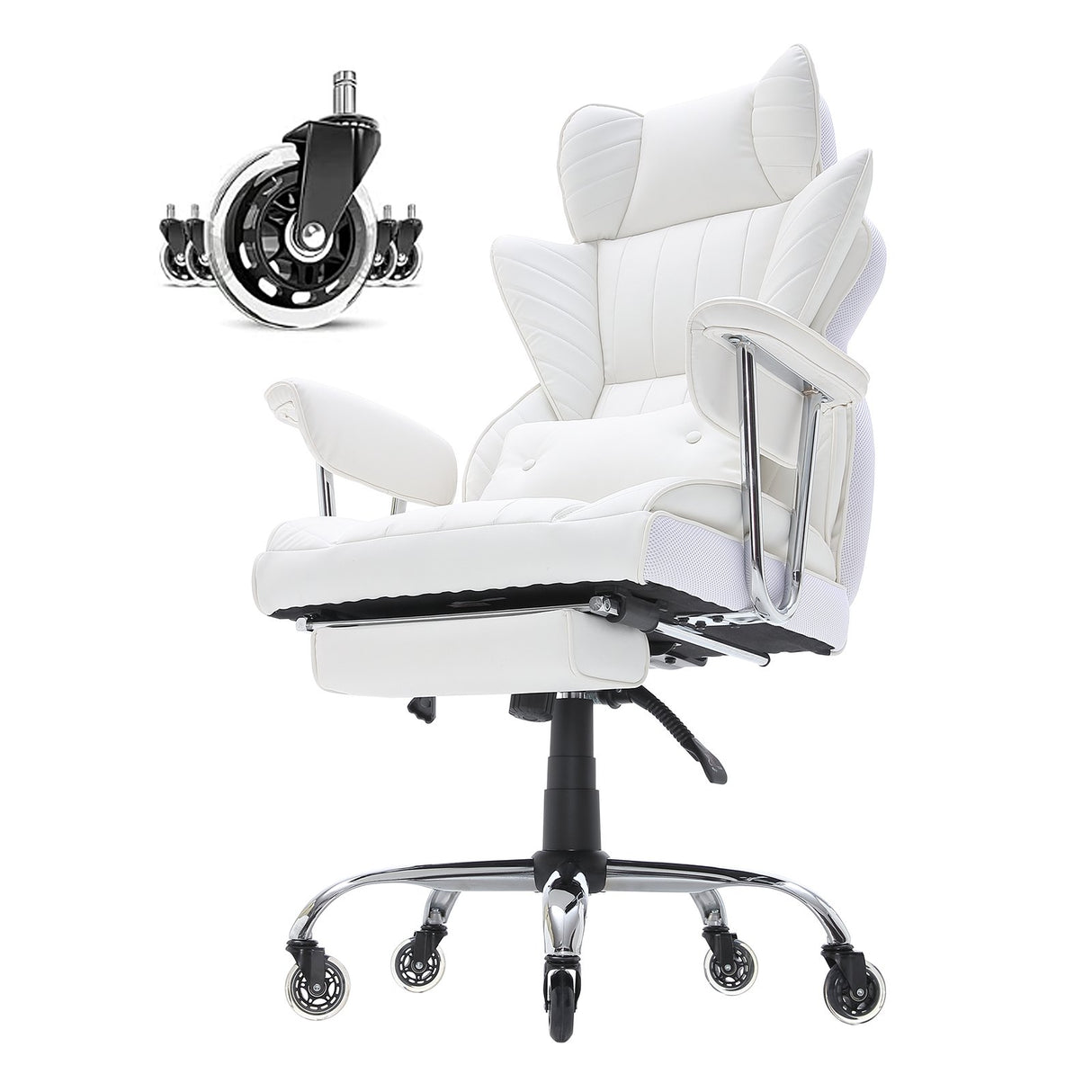 Quinns Rocks white big and tall executive office chair with footrest, view 9