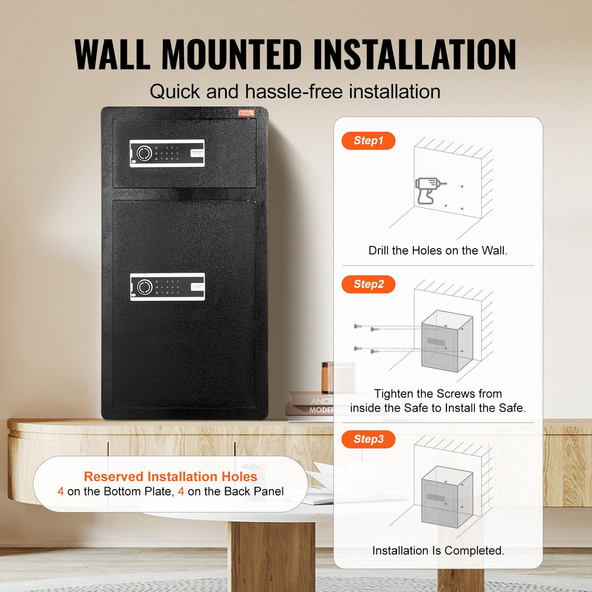 Iseo Safe Box, 7.2 cu.ft, Double Door, Key and Digital Lock