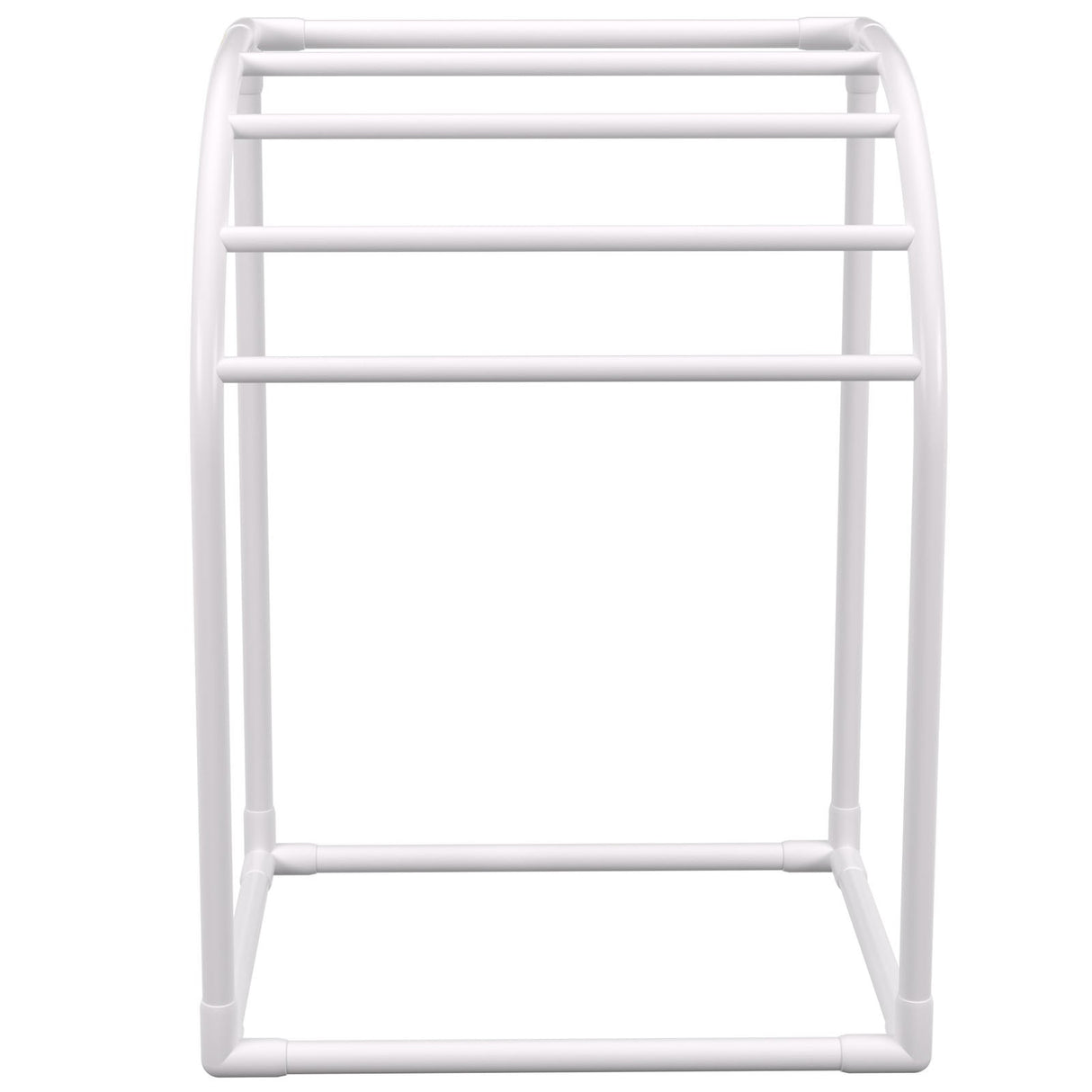 VEVOR 5-Bar Milky White Freestanding Pool Towel Rack — PVC Curved, 8 Clips, Mesh Bag — Allure Home Collections