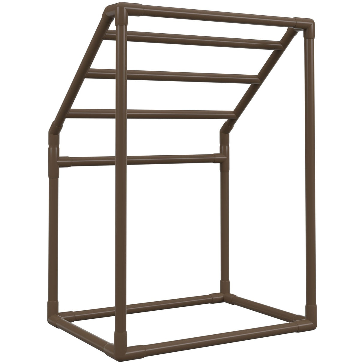 VEVOR 5-Bar Brown Freestanding Pool Towel Rack — PVC Trapezoidal, 8 Clips, Mesh Bag — Allure Home Collections