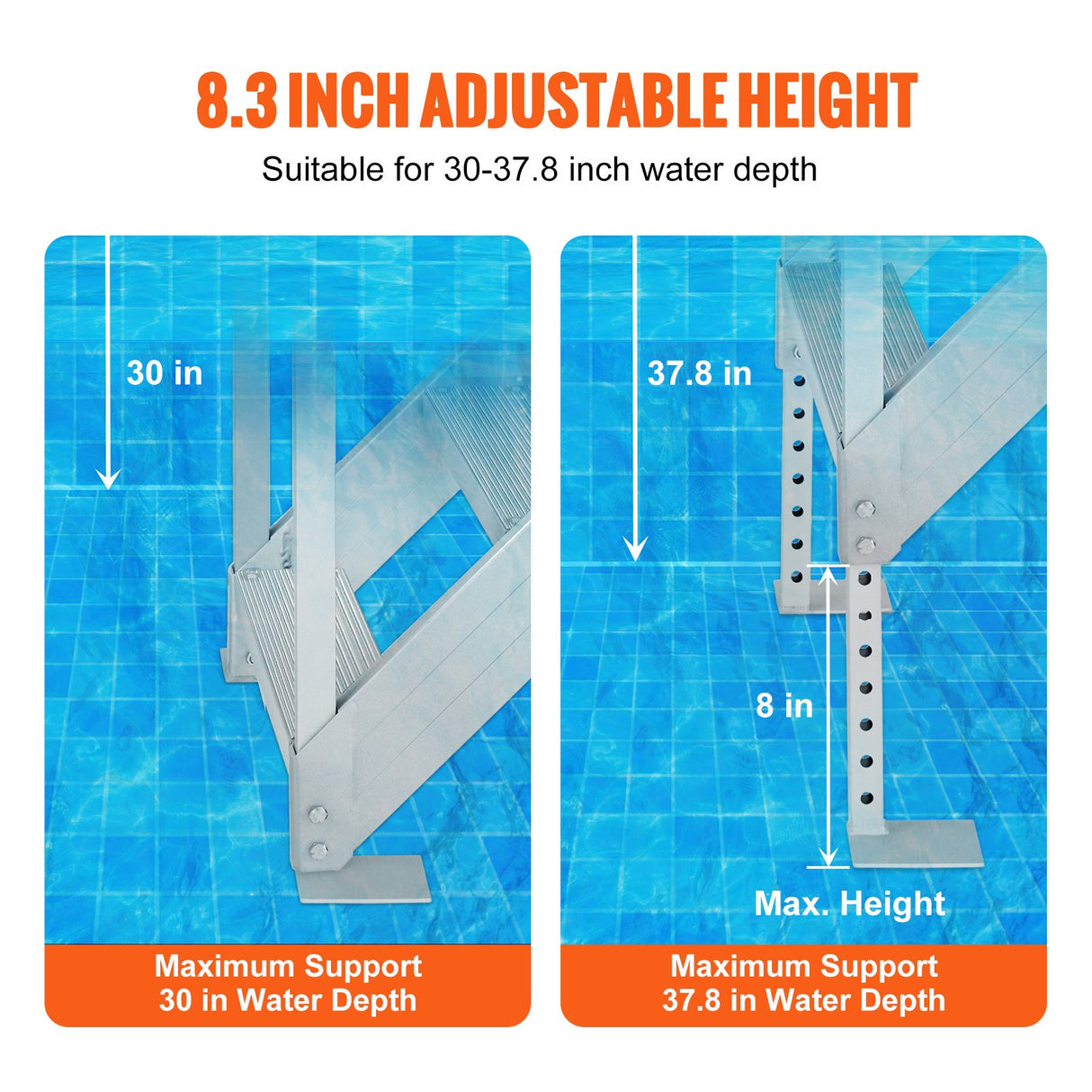 Ericeira Pool Ladder, 4 Step Adjustable Aluminium