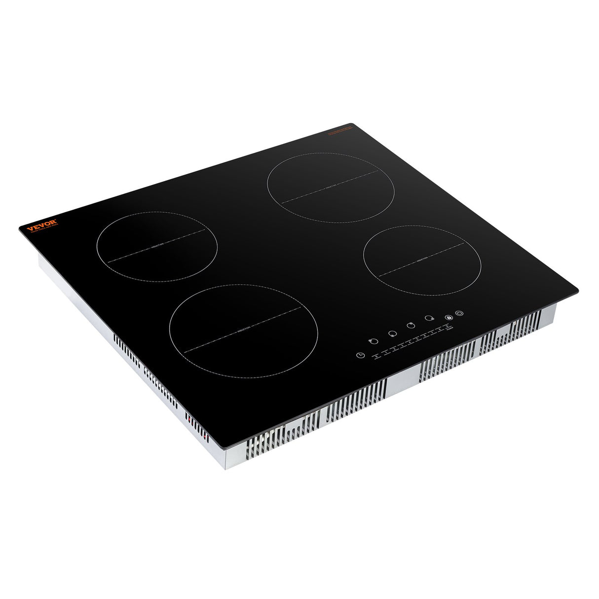 Four zone 6000 W built in induction cooktop with black glass touch panel