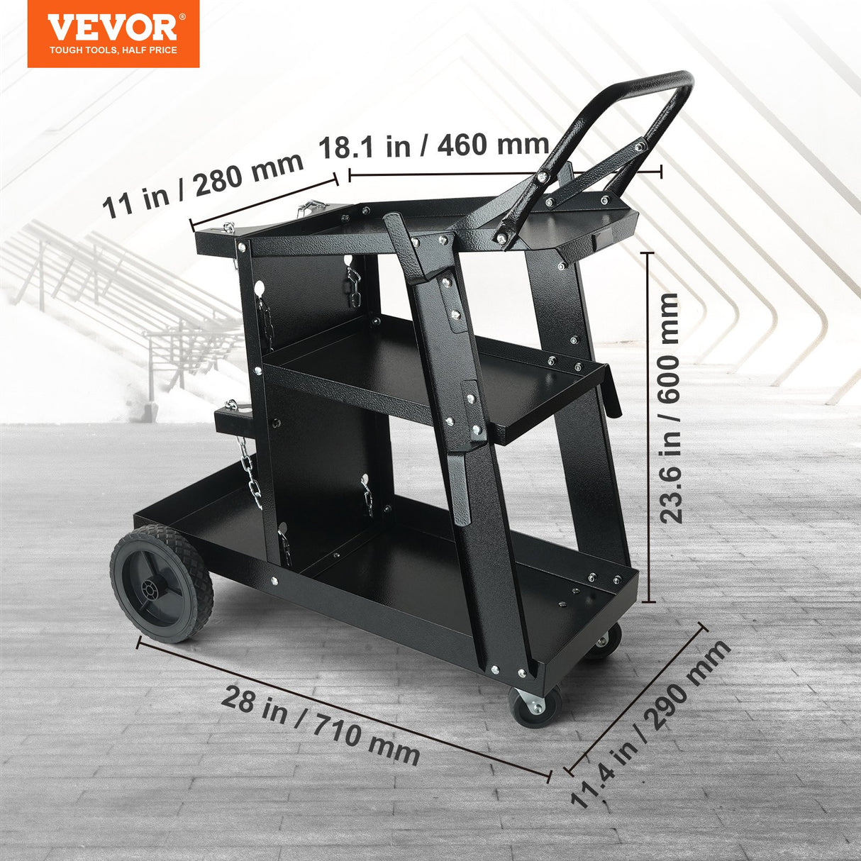 3 Tier Welding Cart Trolley holding welder and gas cylinders