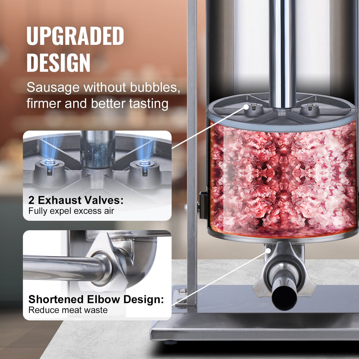 Dual speed fast and slow gear settings on the manual sausage stuffer