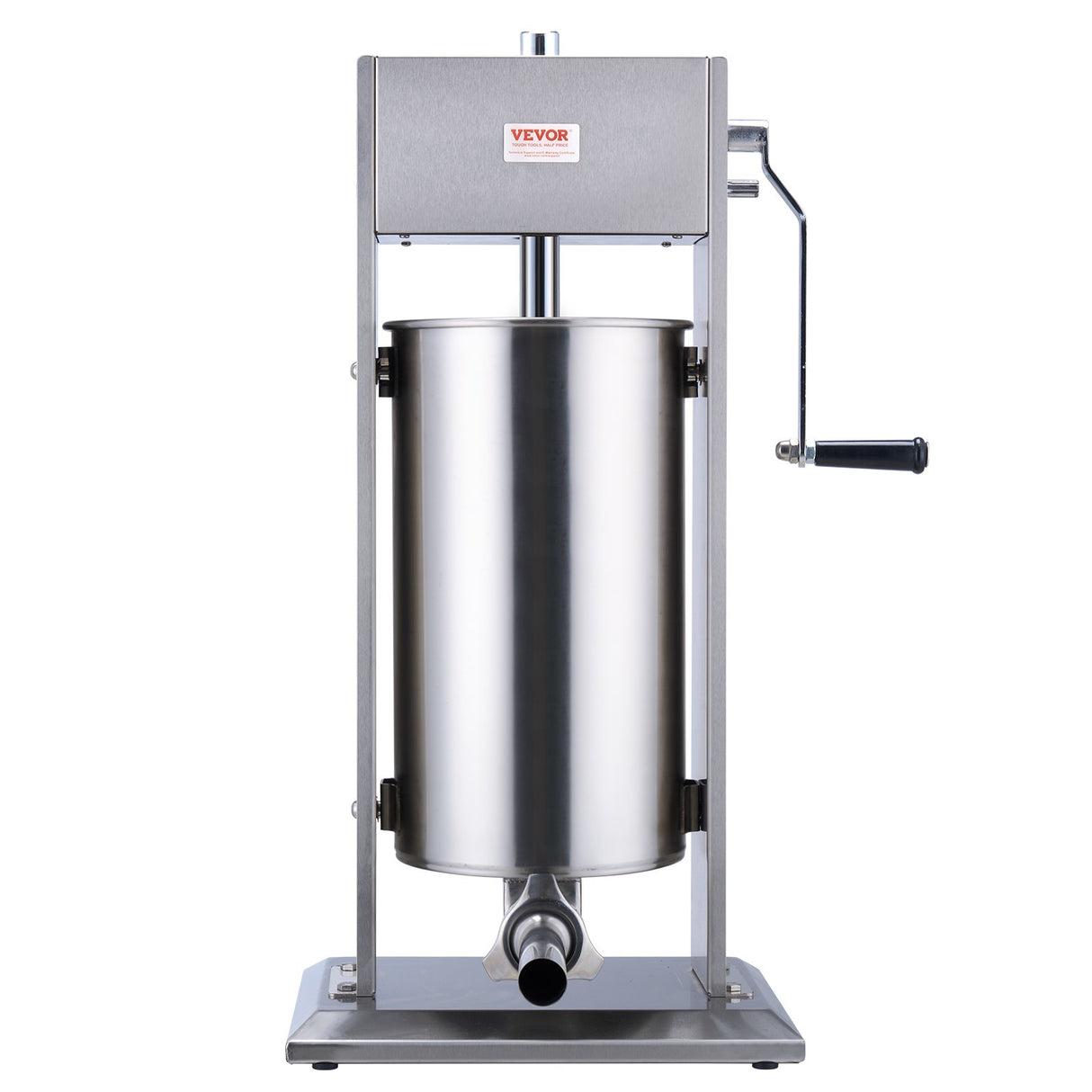 Sausage stuffer filling a casing through a stainless steel tube