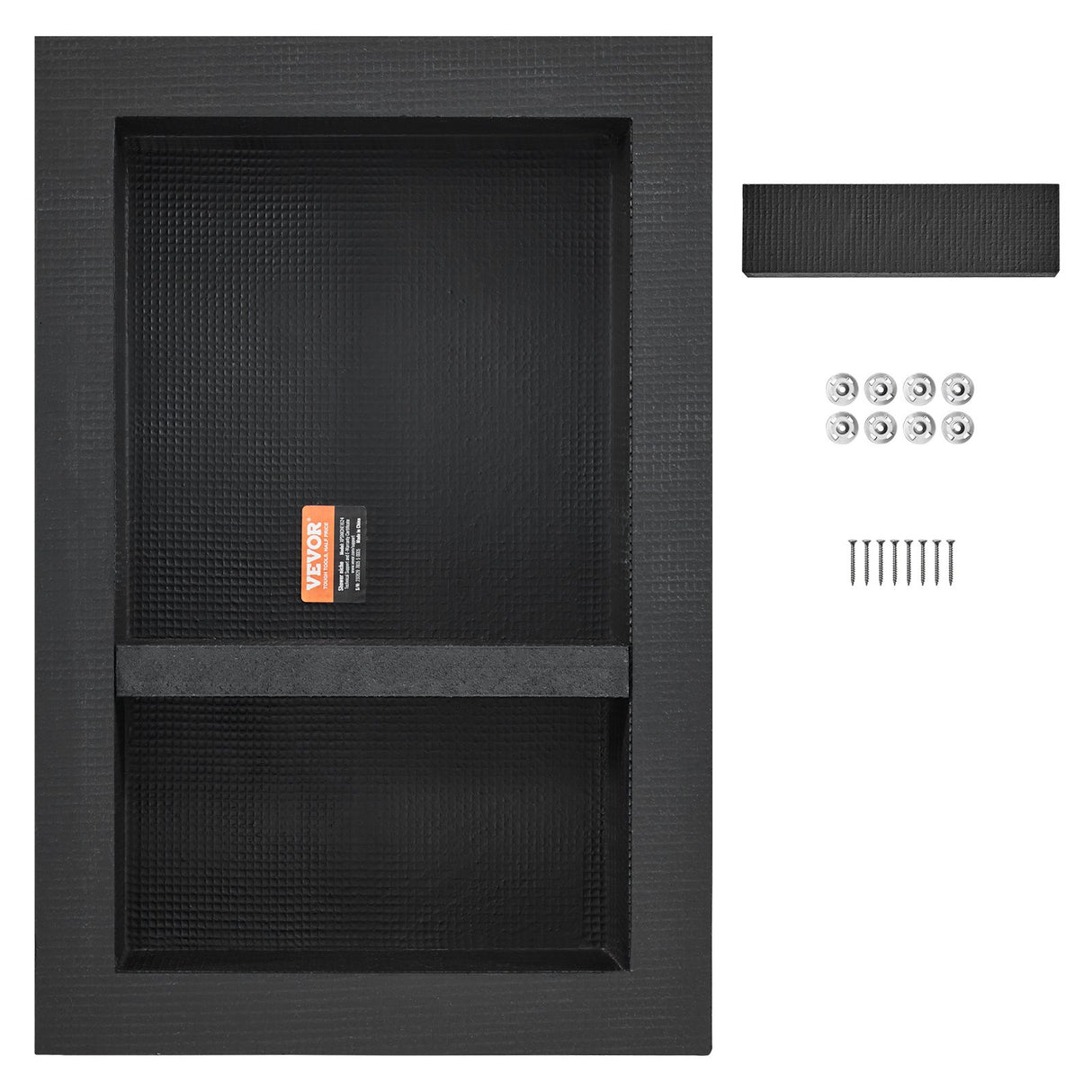 Recessed ready-to-tile double shelf shower niche, black, 40 x 60 cm