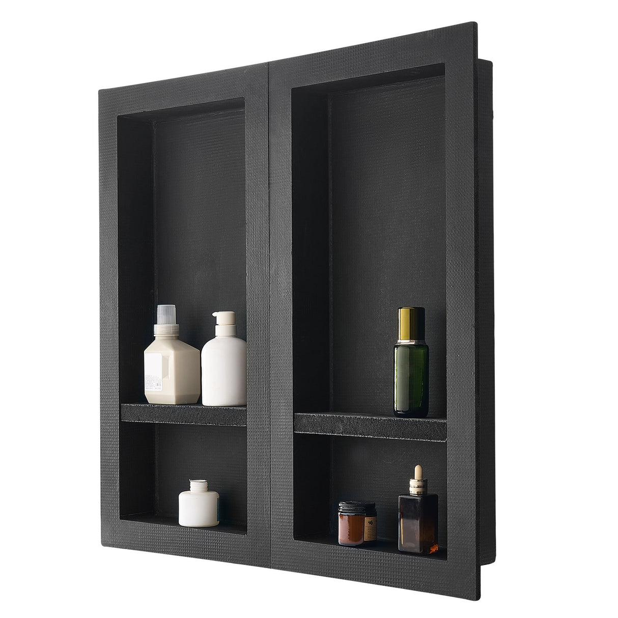 Recessed ready-to-tile double shelf shower niche, 40 x 81 cm, set of two