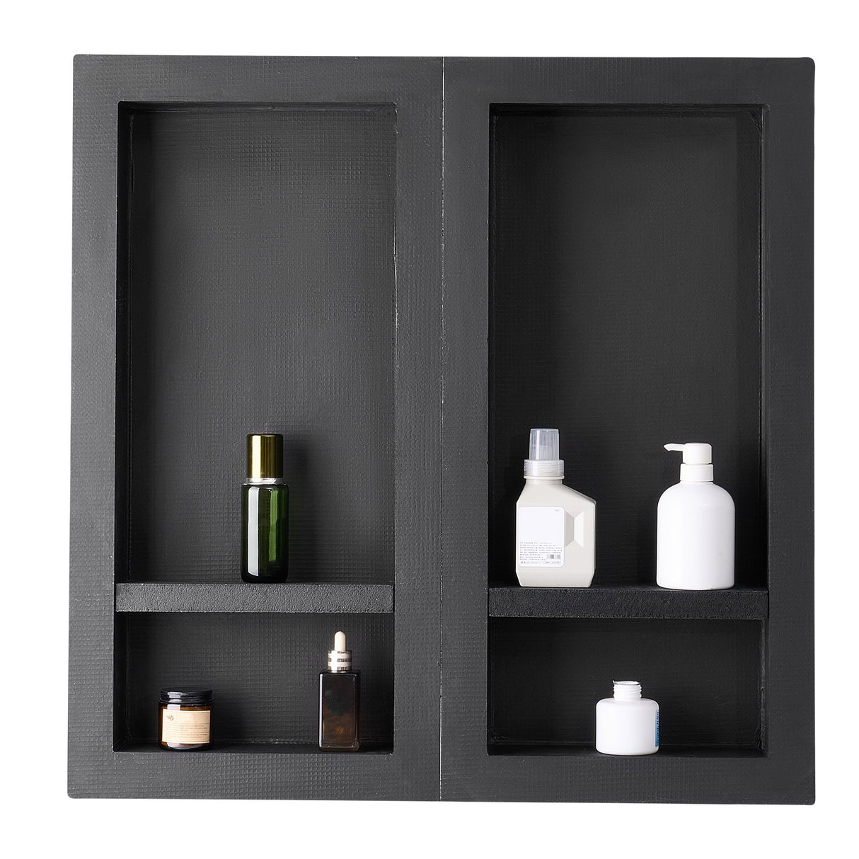 Recessed ready-to-tile double shelf shower niche, 40 x 81 cm, set of two