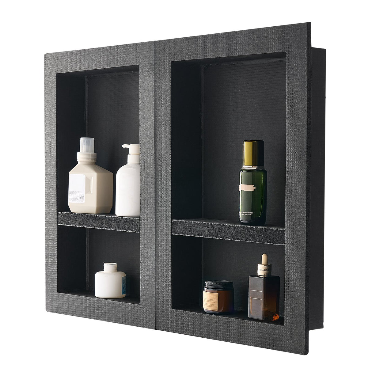 Recessed ready-to-tile double shelf shower niche, 40 x 61 cm, set of two