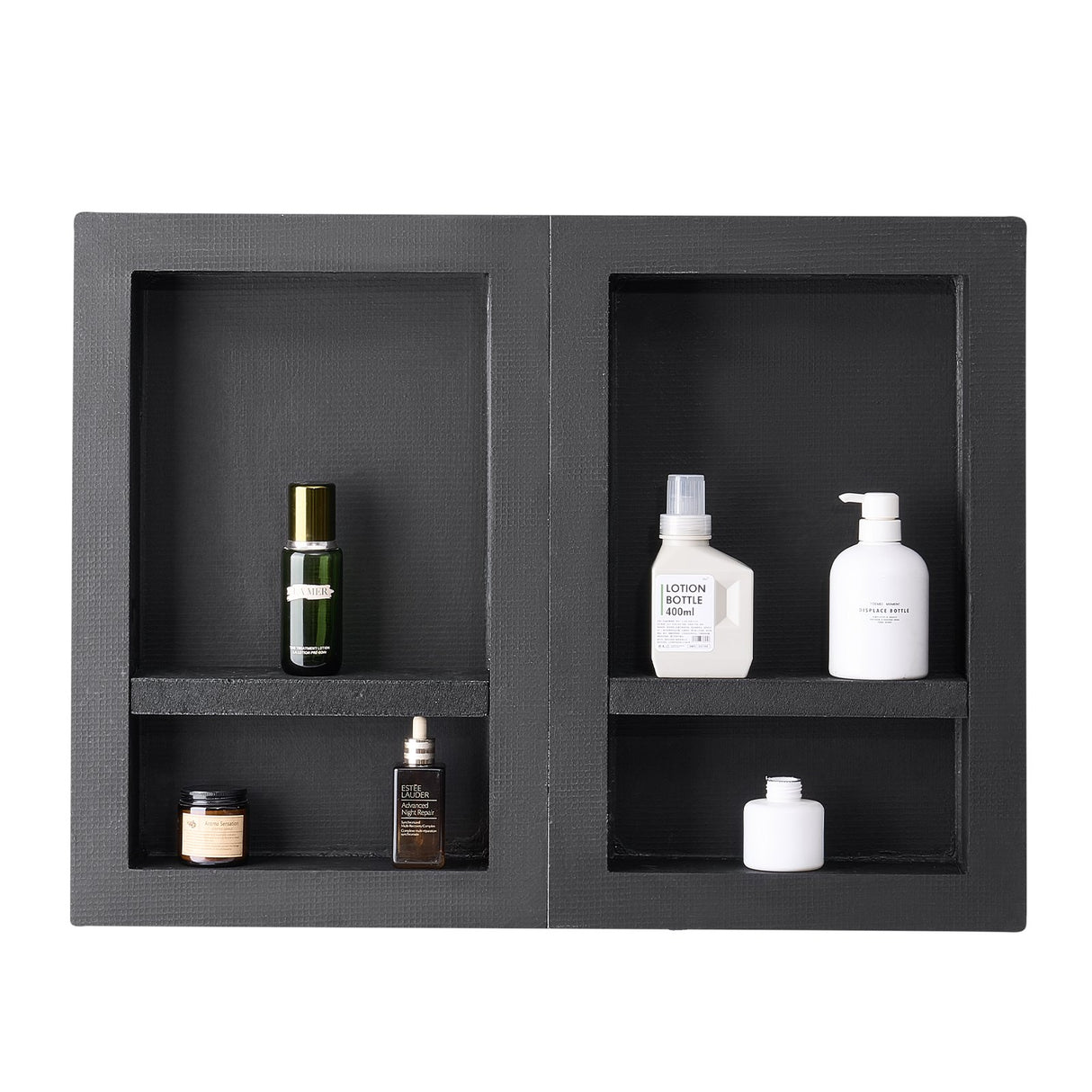 Recessed ready-to-tile double shelf shower niche, 40 x 61 cm, set of two