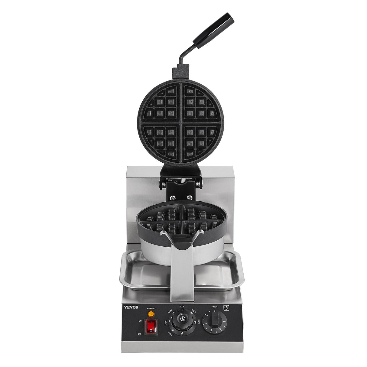 Dimension diagram of the 1300 W rotating waffle maker