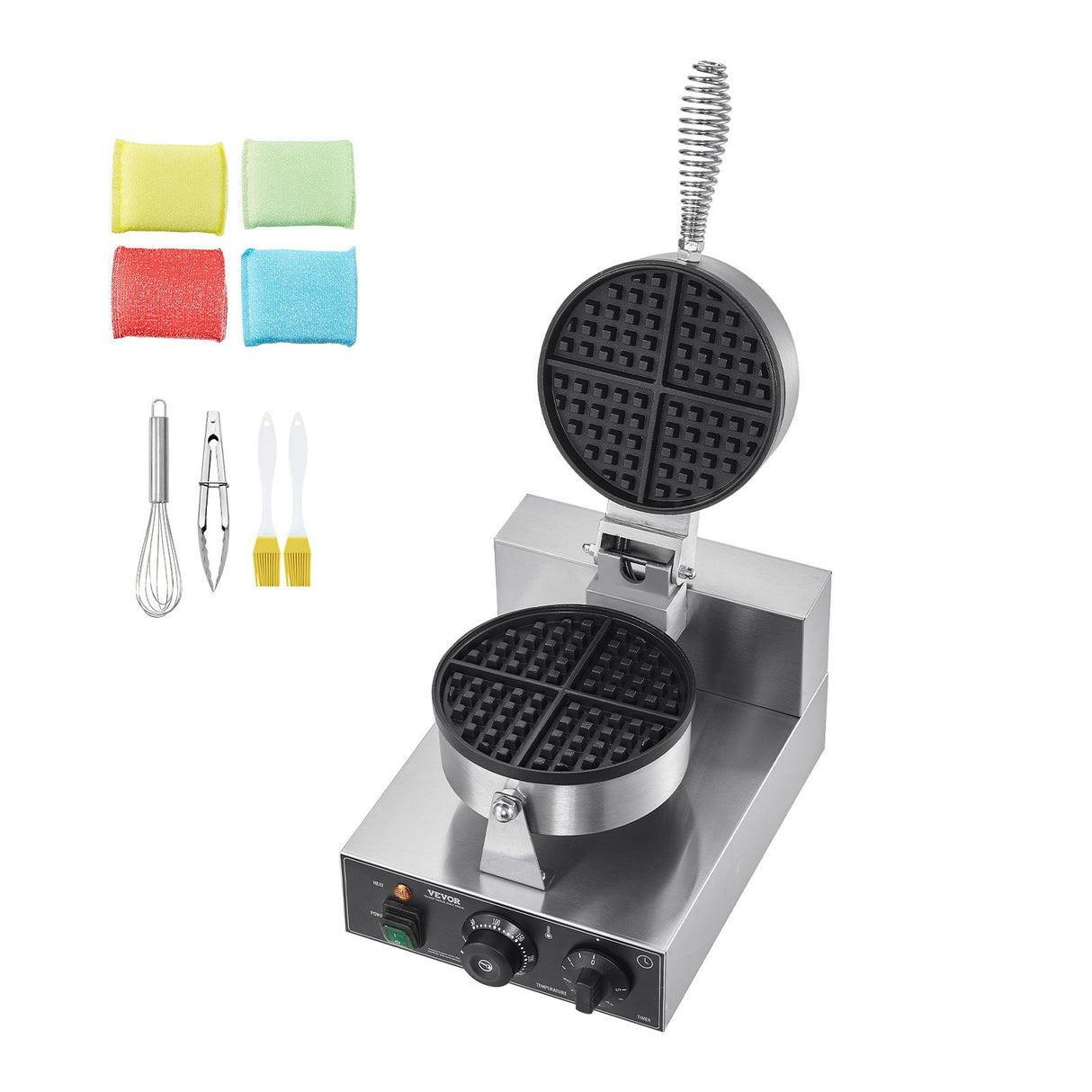 Stainless steel spiral handle on the waffle iron